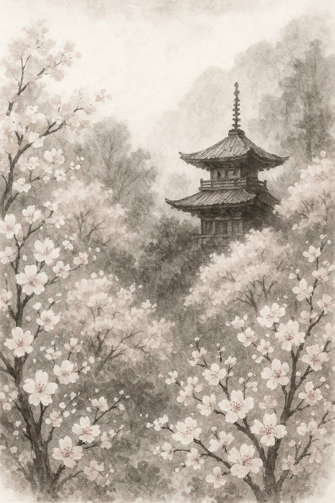Blomster på japansk pagodekirsebær af Natalie Bruns