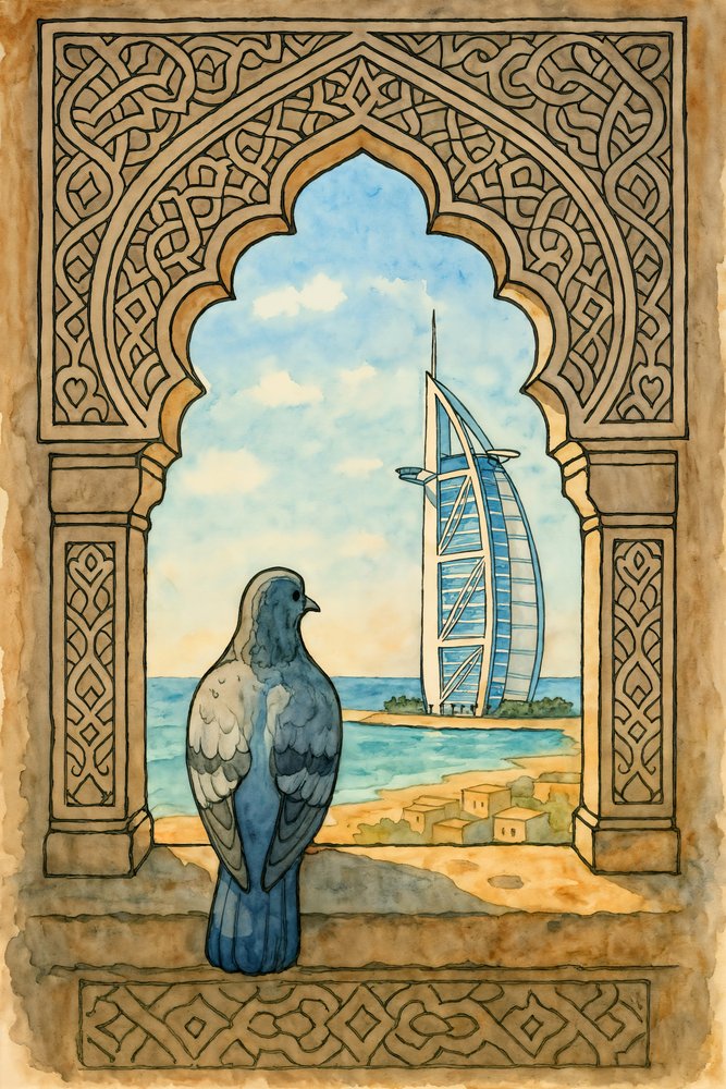 Pigeon ser på Dubai af Natalie Bruns
