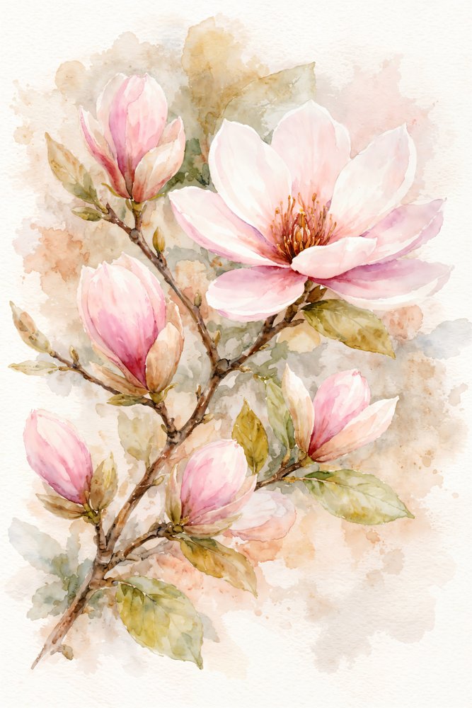 Lyserøde magnoliablomster af Natalie Bruns