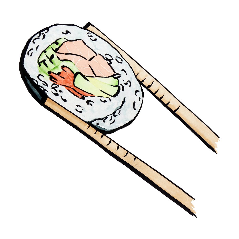Sushi-rulle med spisepinde af Natalie Bruns