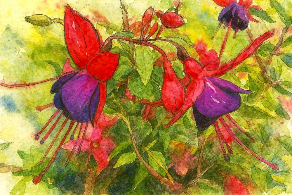 Levende fuchsiafarvede blomster af Natalie Bruns