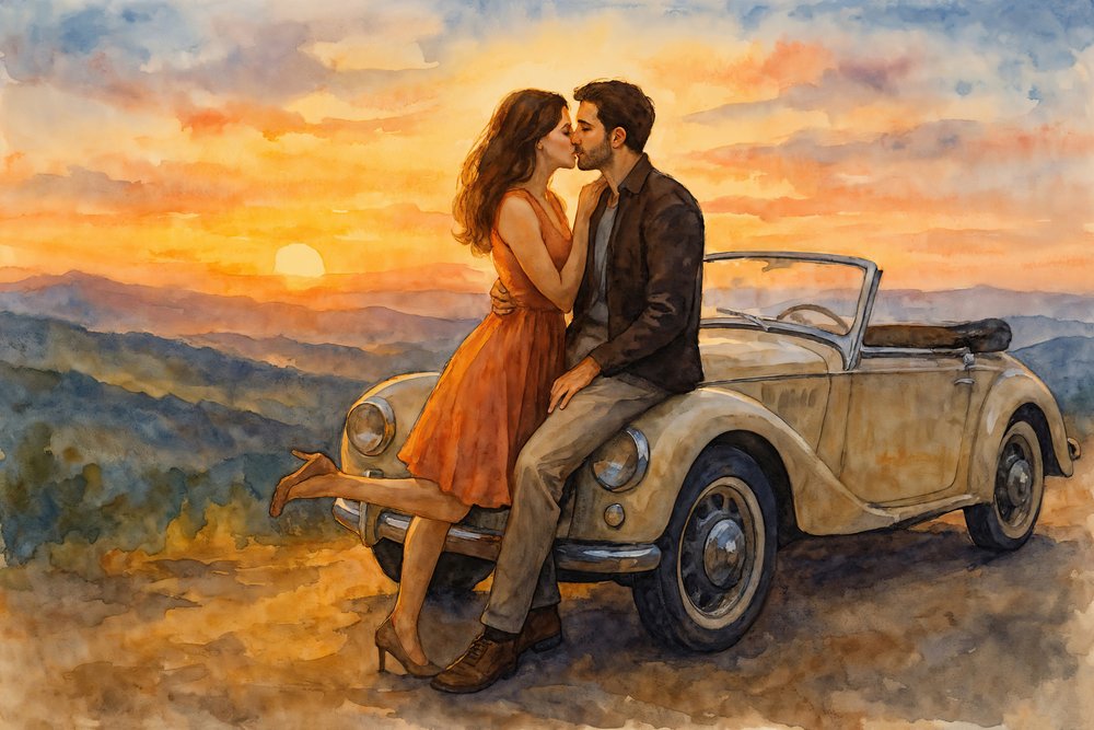 Vintagebil ved solnedgang af Natalie Bruns