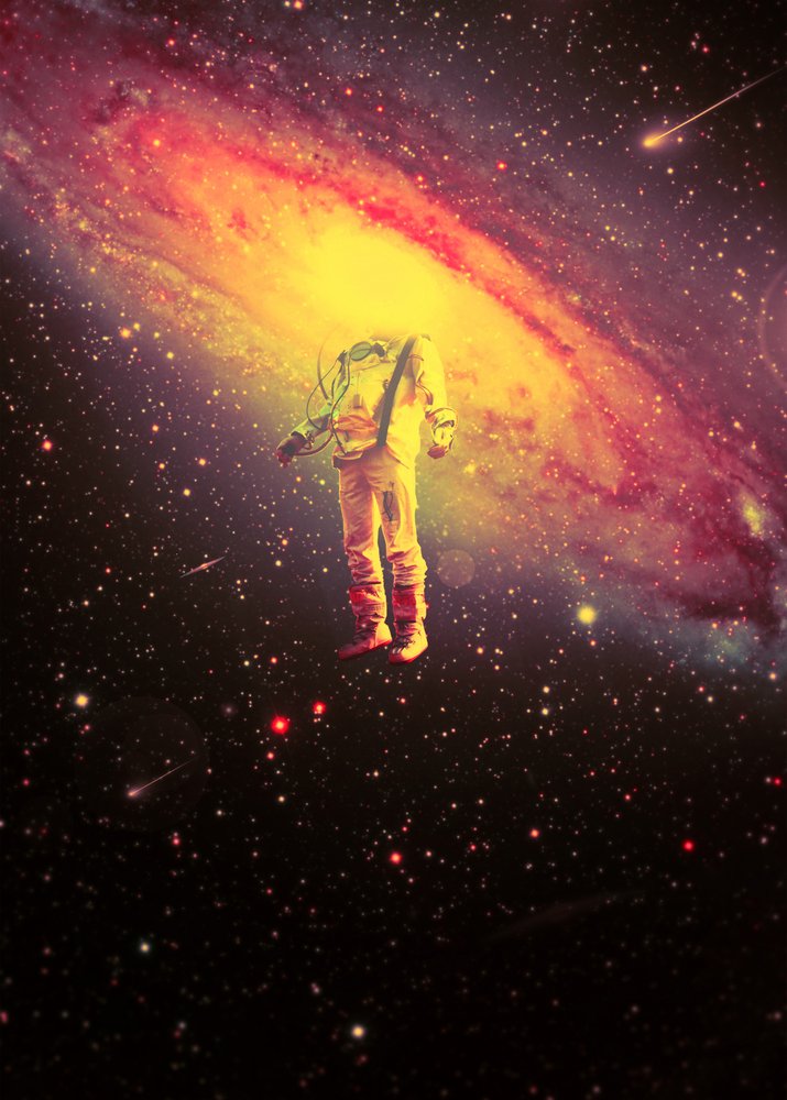 Astronaut i en farverig galakse af Nicebleed