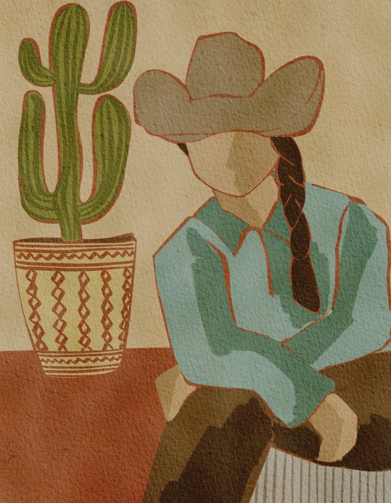 Ørken-cowgirl og kaktus af Nikita Jariwala