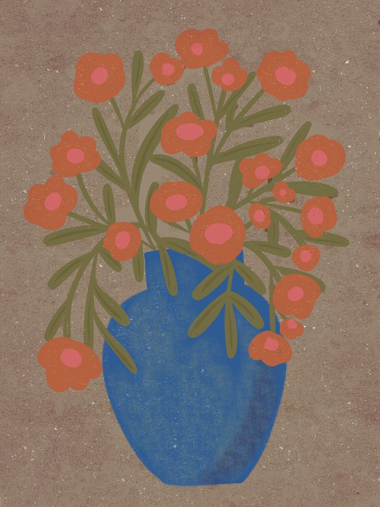 Rustik orange blomstervase af Nikita Jariwala