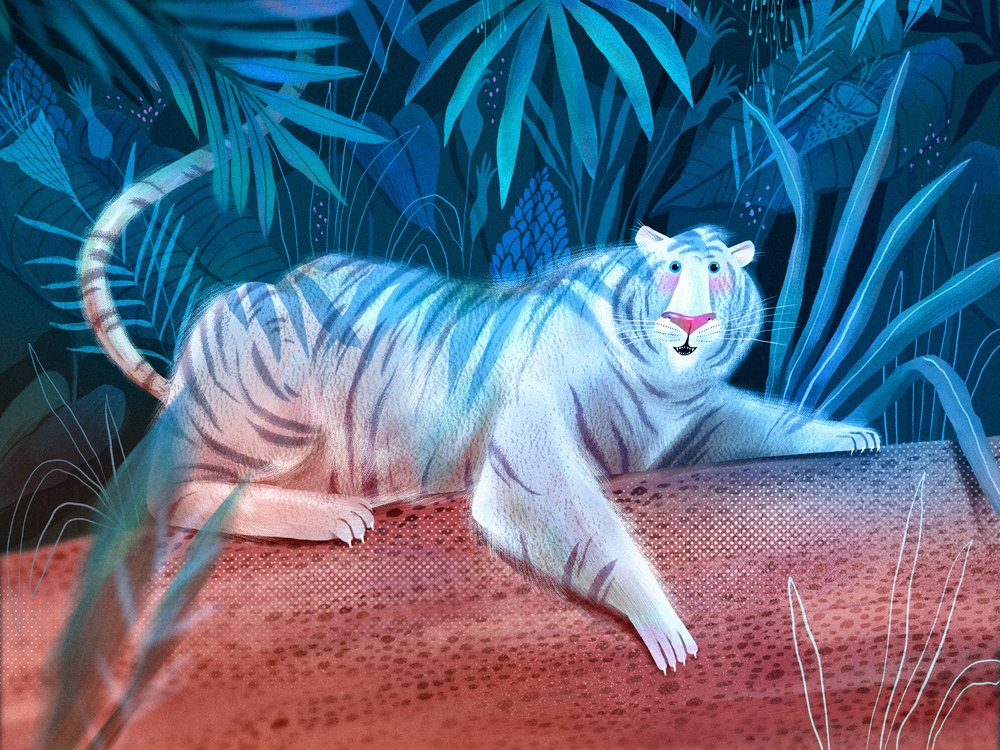 Blå jungle, hvid tiger af Olga Skomorokhova