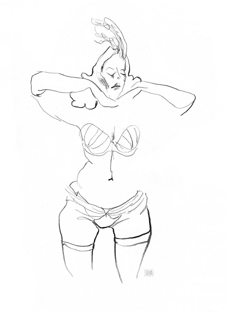 Tegning af sensuelt undertøj af Olga Skomorokhova