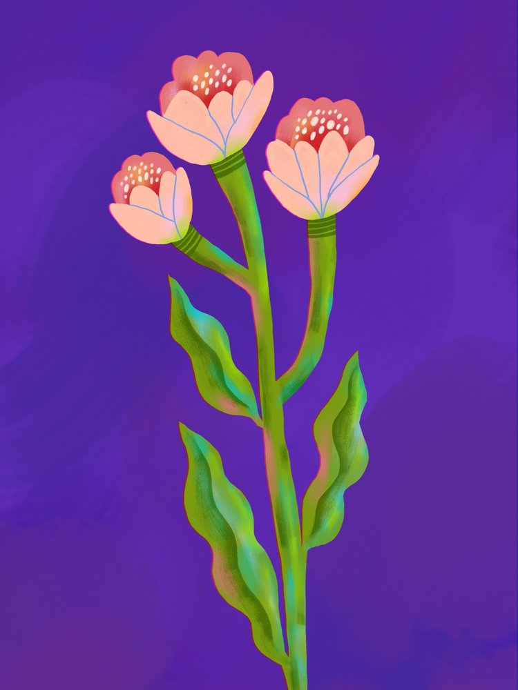 Farverigt blomstertrio af Olga Skomorokhova