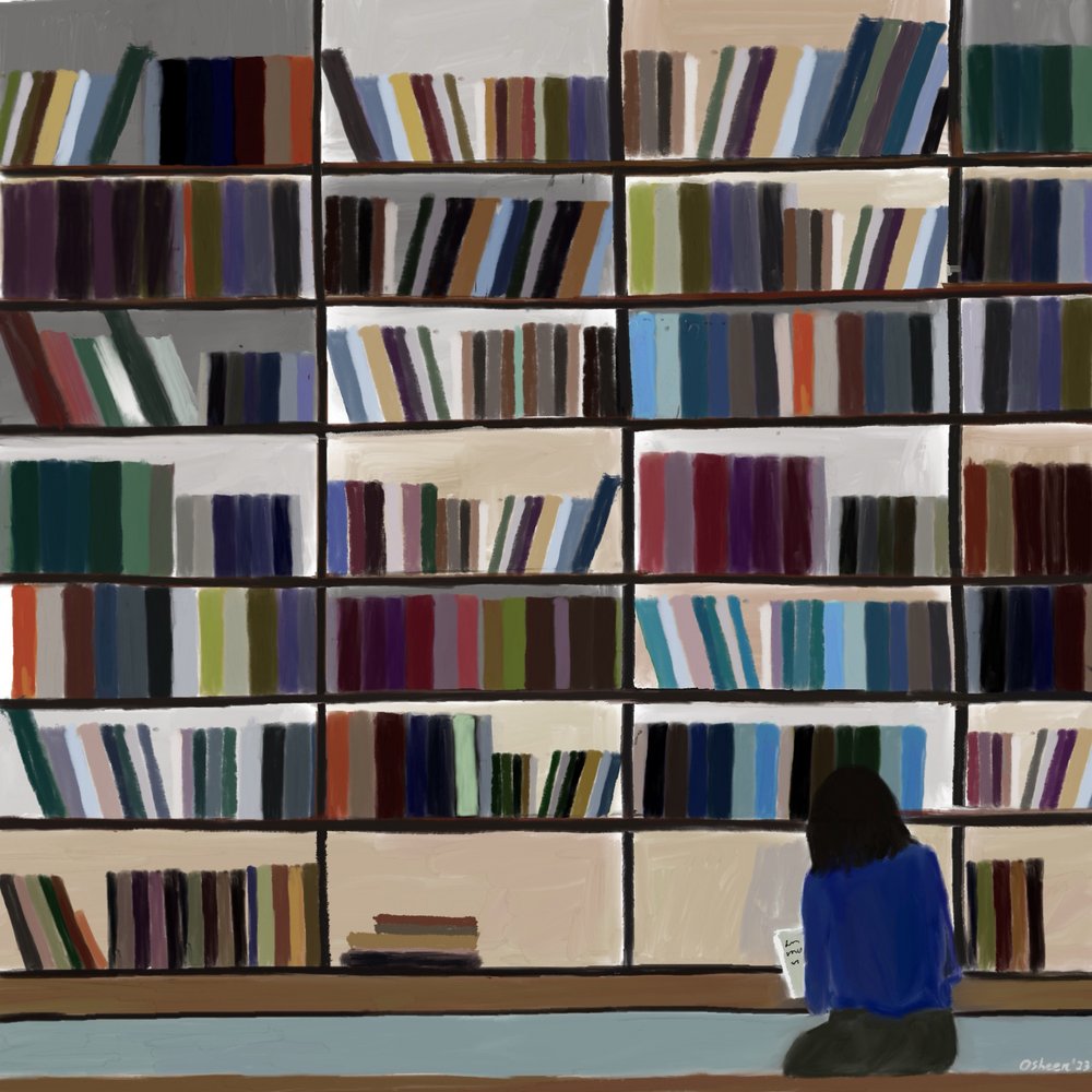 Stille læsning på biblioteket af Osheensgallery