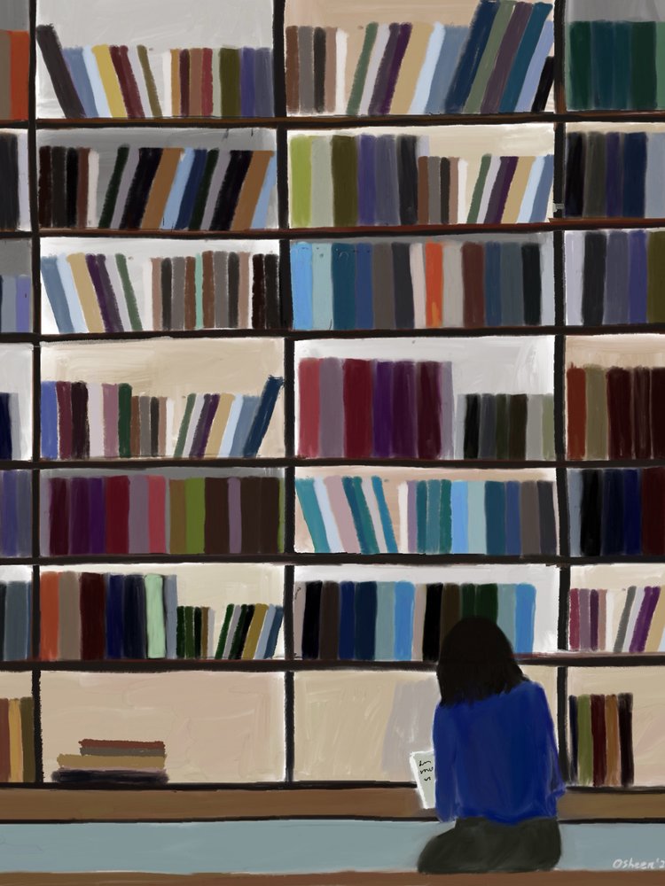 Stille læsning på biblioteket af Osheensgallery