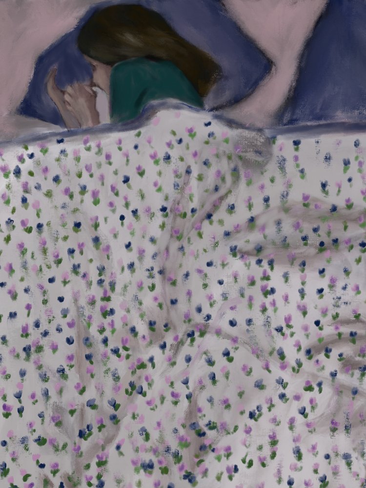 Kvinde i blomsterbed af Osheensgallery