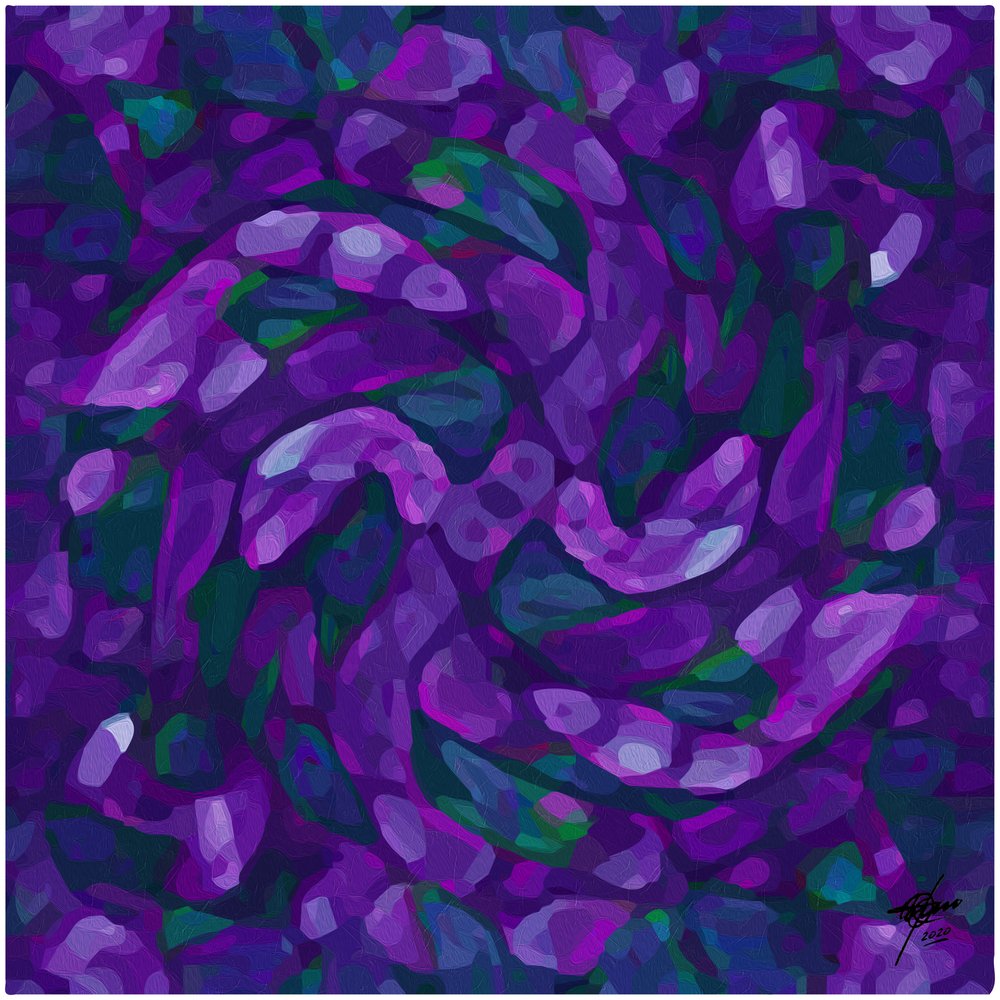 Abstrakte violette hvirvler af Osvaldo Russo
