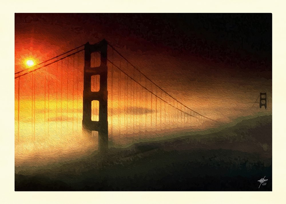 Tåge ved solnedgang over Golden Gate af Osvaldo Russo