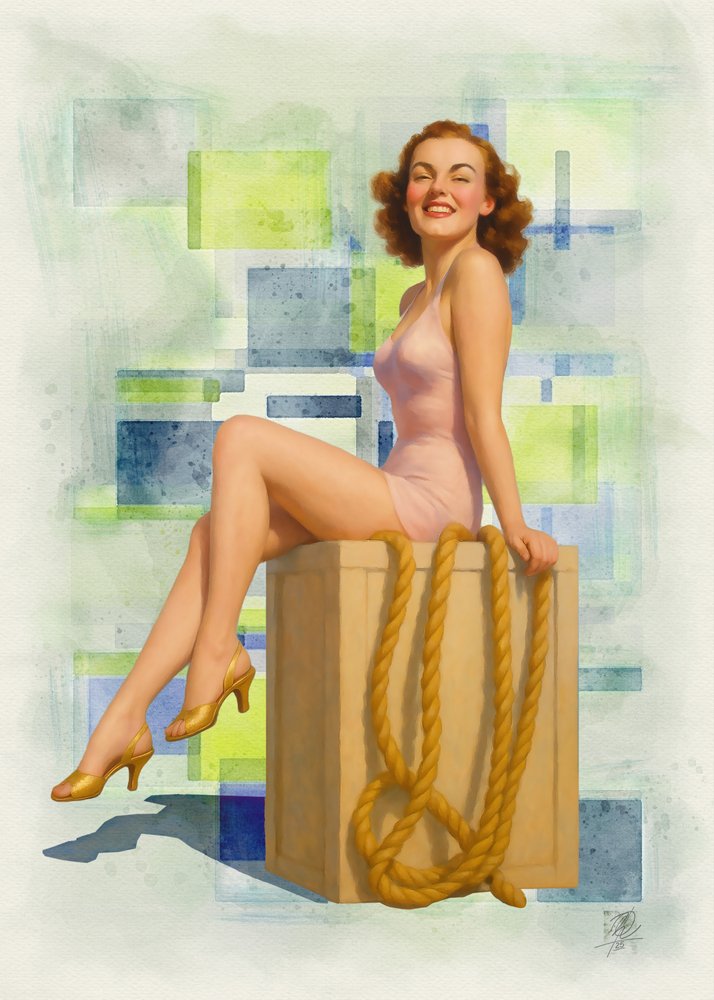 Glad vintage pinup af Osvaldo Russo
