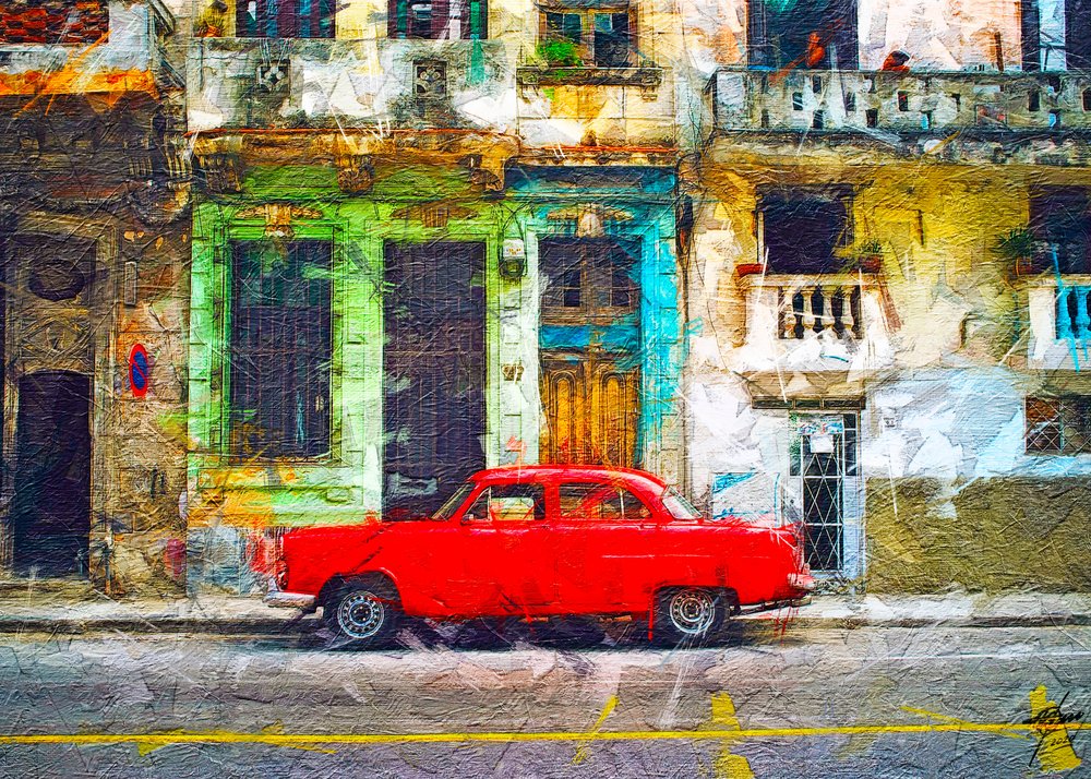 Red Classic Havana Street af Osvaldo Russo