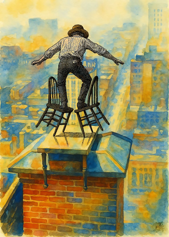 Balancekunst på taget af Osvaldo Russo