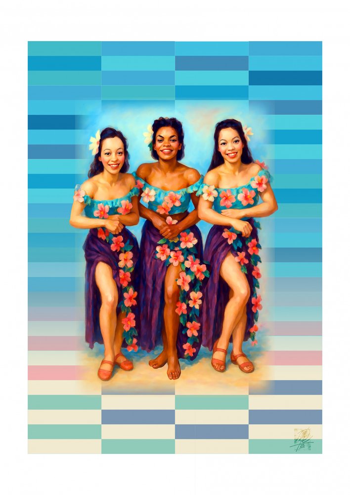 Smilende hawaiiske dansere af Osvaldo Russo