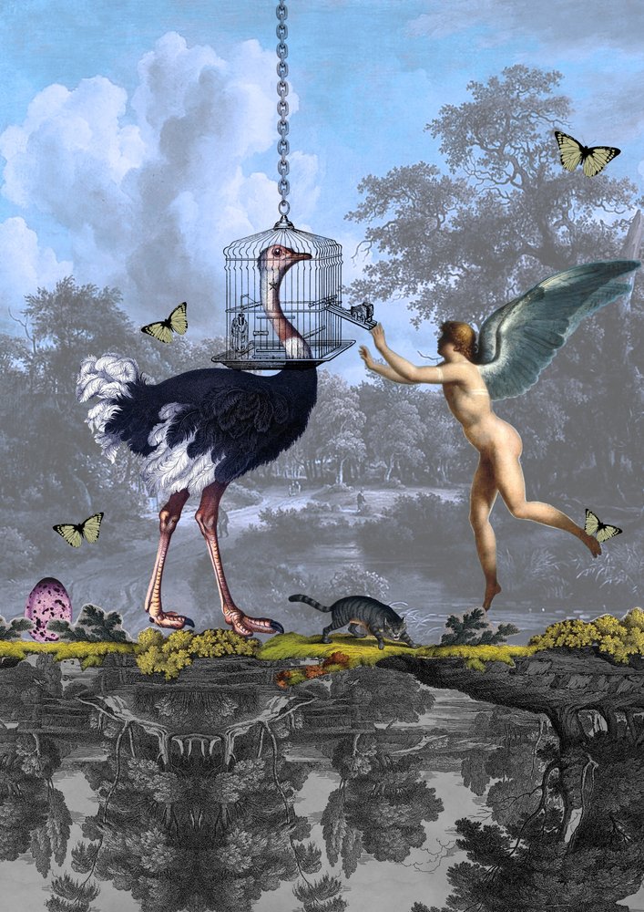 Surrealistisk drøm om en strudseengel af Pascal Bouchet-Spiegel