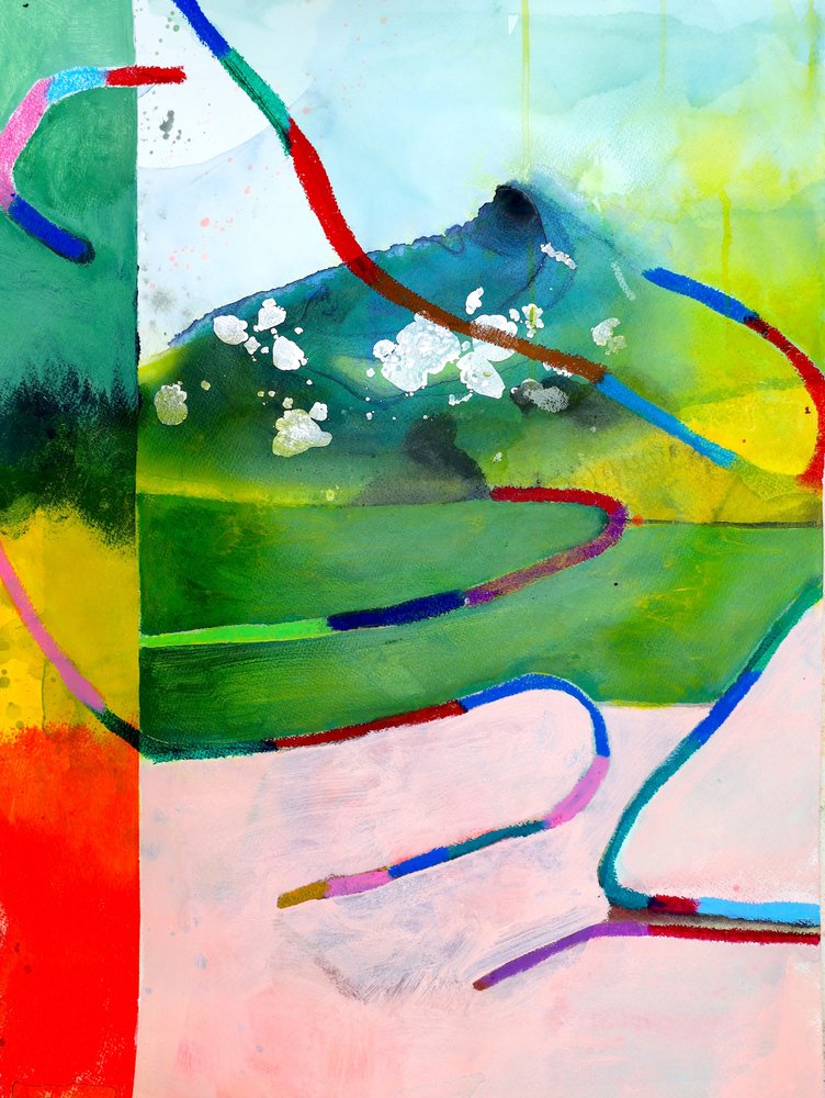 Et livligt, abstrakt landskab af Poonam Choudhary