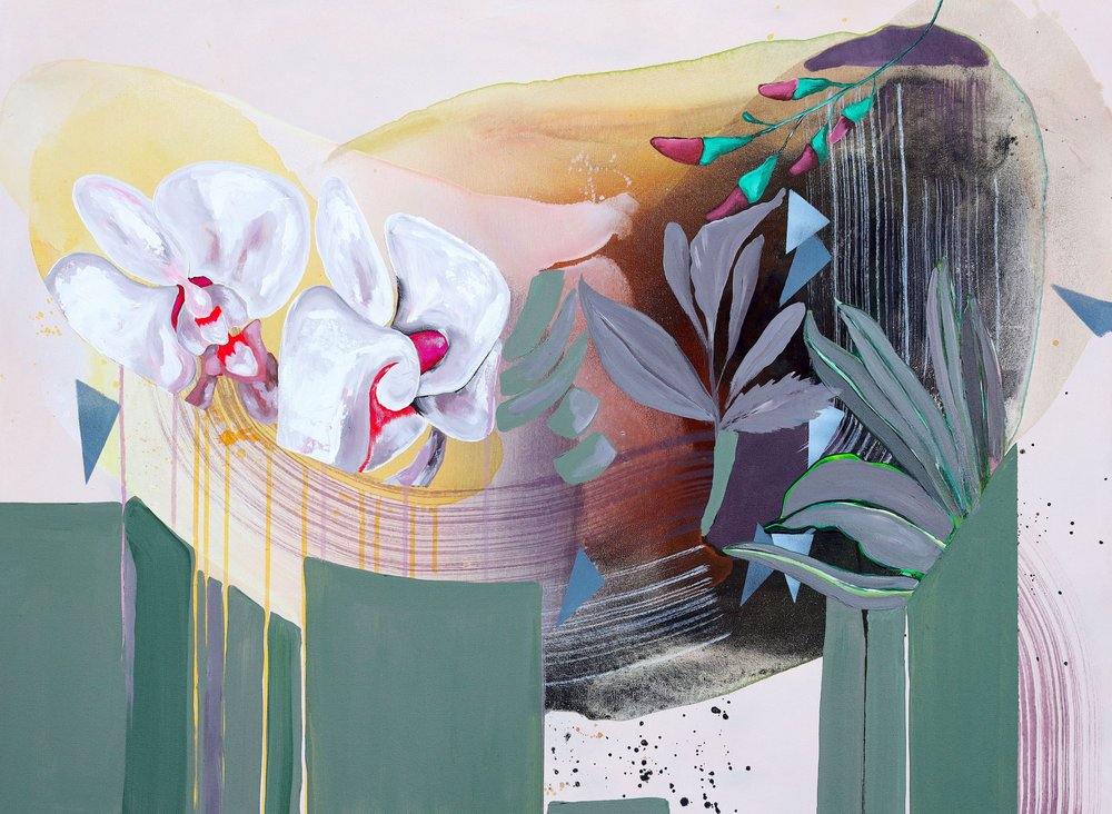 Hvid orkidé – abstrakt af Poonam Choudhary