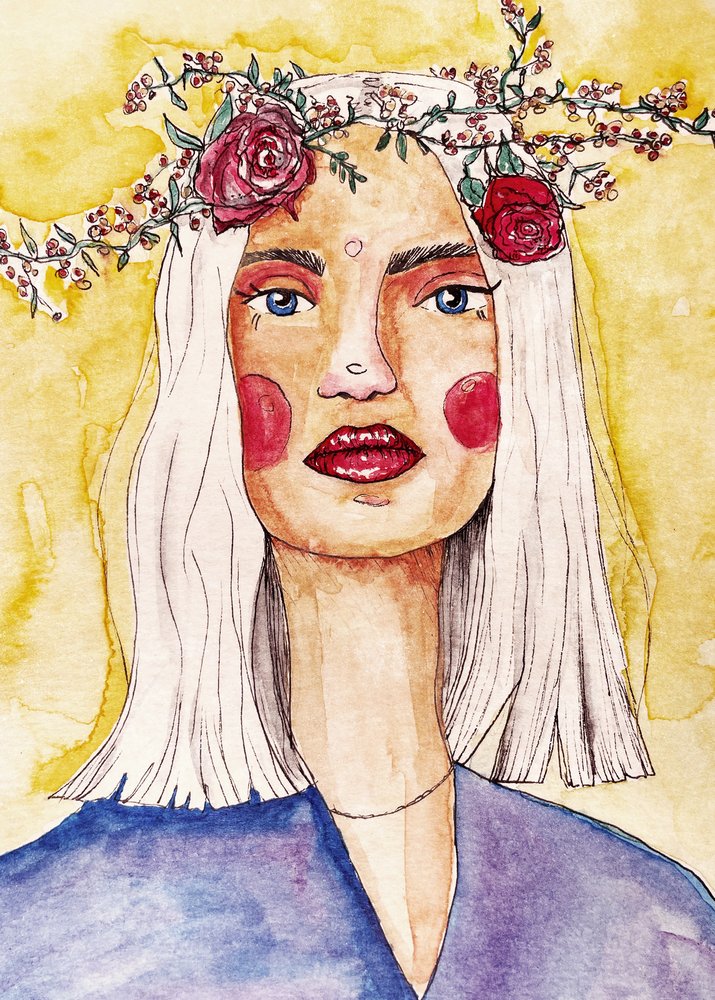 Dame med blomsterkrans af Raissa Oltmanns