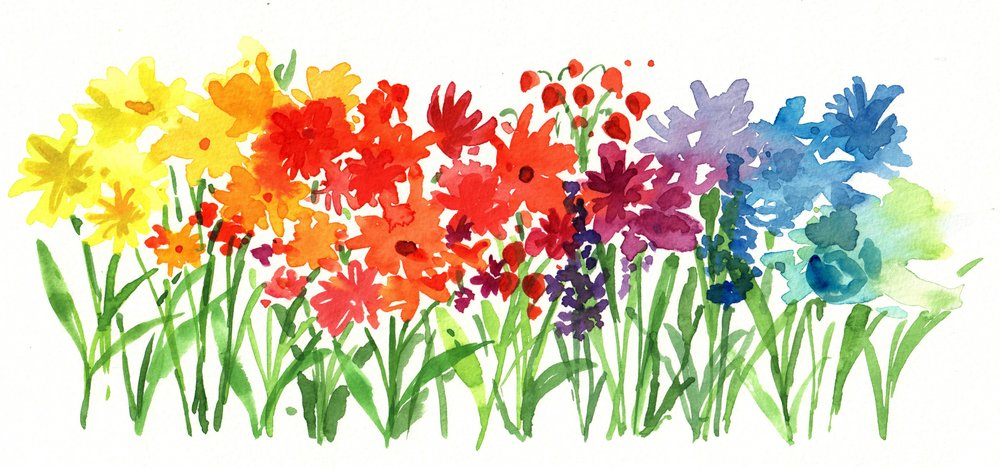 Blomster i Regnbuehaven af Renate Holzner