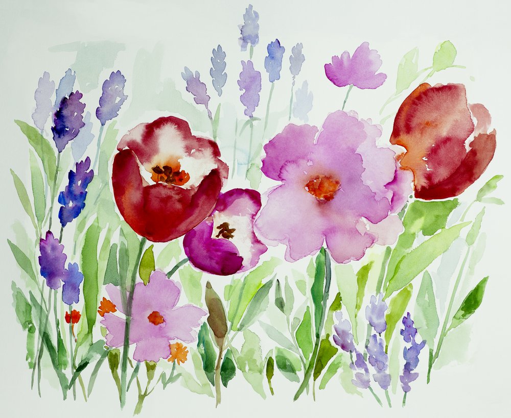 Akvarelblomsterhave af Renate Holzner