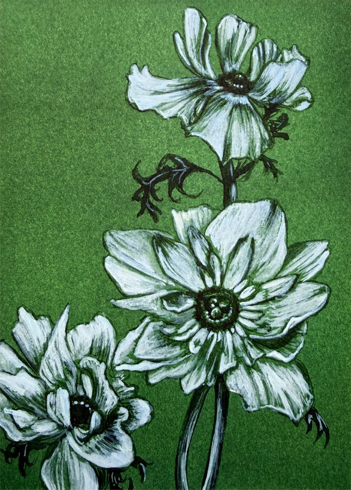 Uhyggelige grønne blomster af Renee Machan Cottagecore Artist