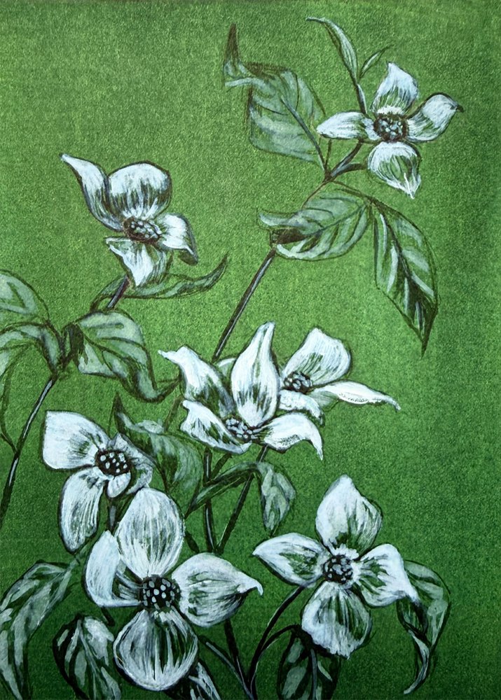 Grønne botaniske blomster af Renee Machan Cottagecore Artist