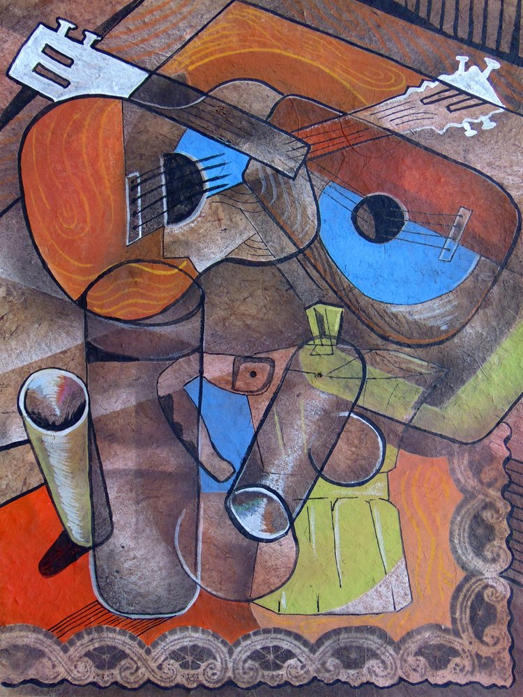 Cubist Guitars – Kaffestilleben af Ricardo Maya