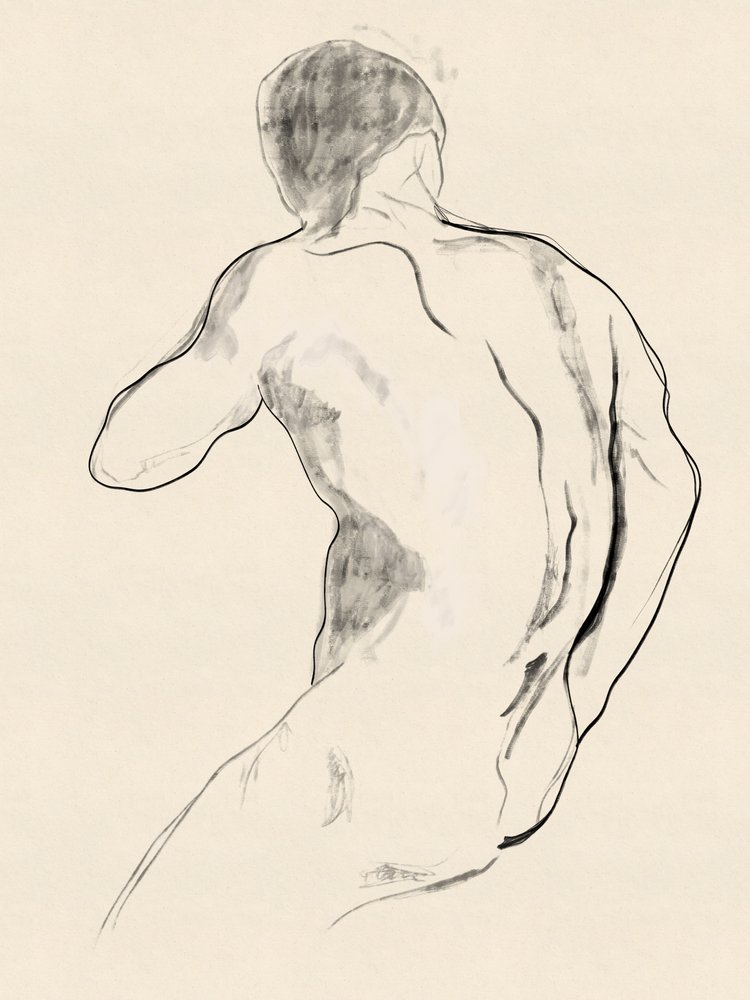 Studie af en kraftfuld mandlig figur af Roberto Moro