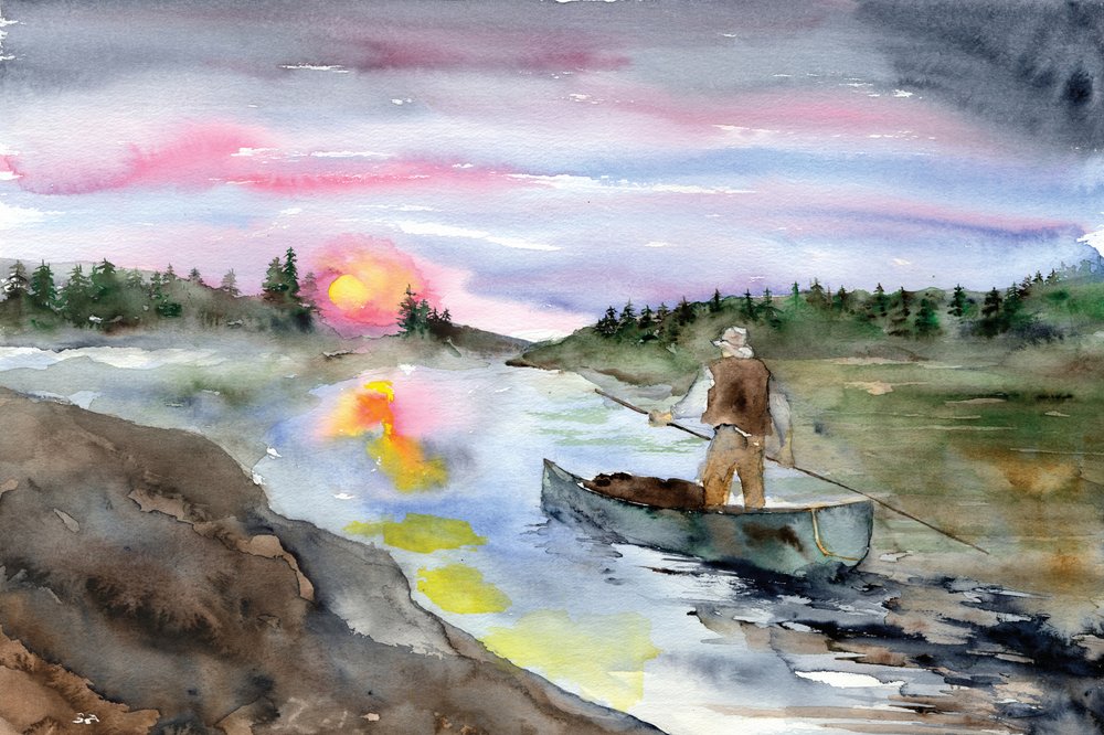 Solnedgang på floden af RodMacIver