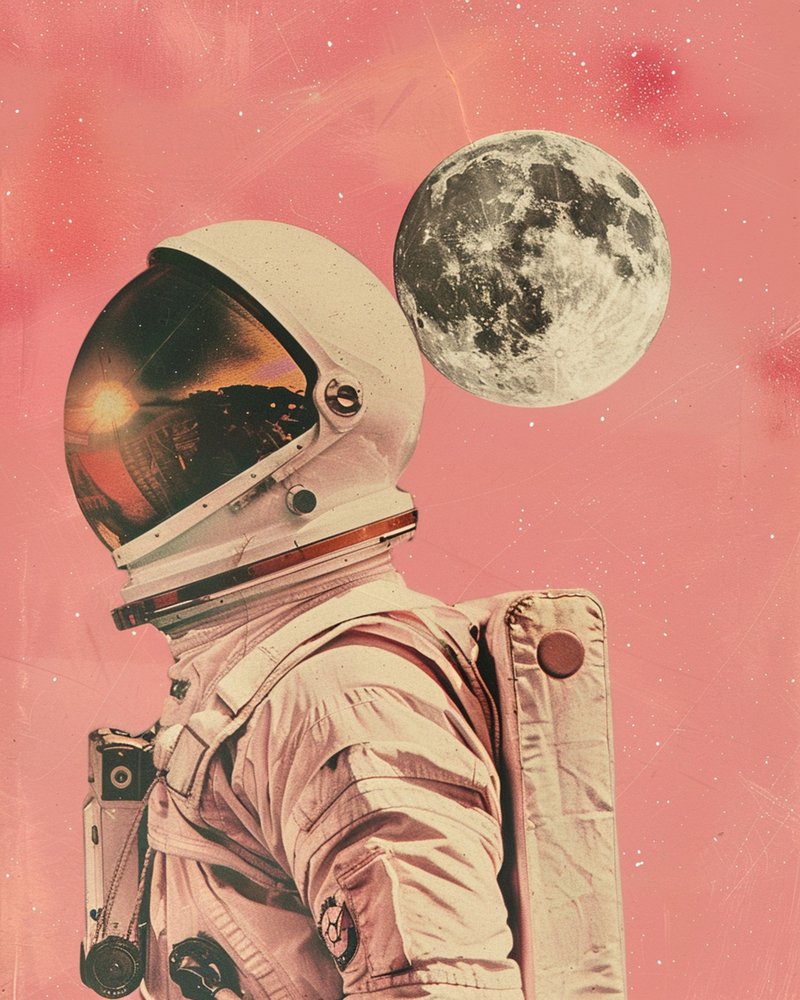 Astronaut ved månesolnedgang af Samantha Hearn