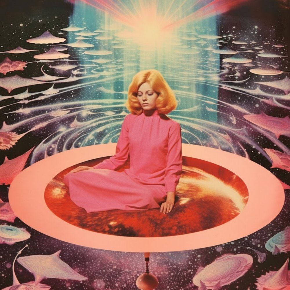 Kvindelig kosmisk meditation af Samantha Hearn