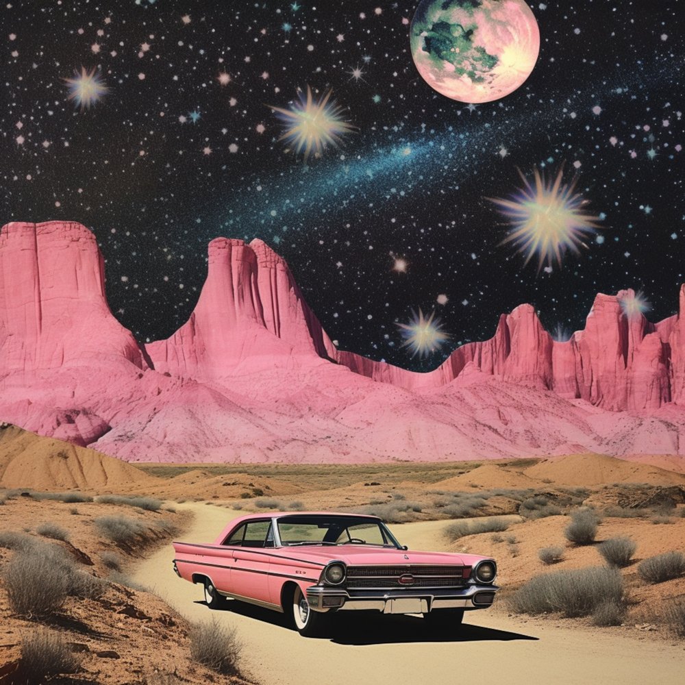 Pink Car Cosmic Desert af Samantha Hearn