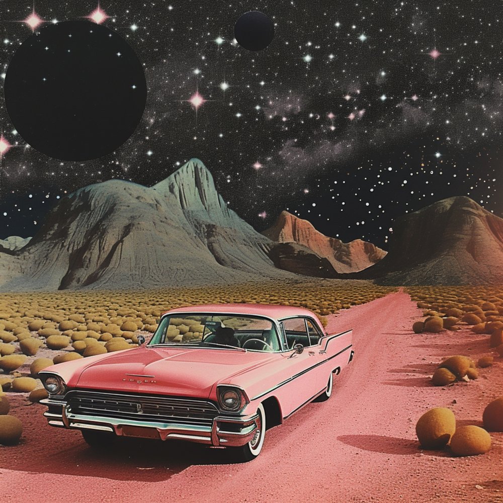 Pink Car Cosmic Desert af Samantha Hearn