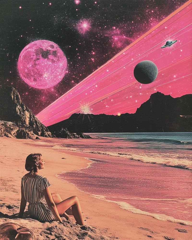 Pink Cosmic Beach af Samantha Hearn