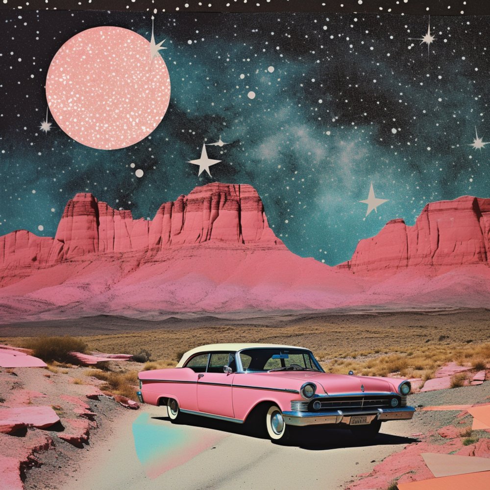 Retro-bil i den kosmiske ørken af Samantha Hearn