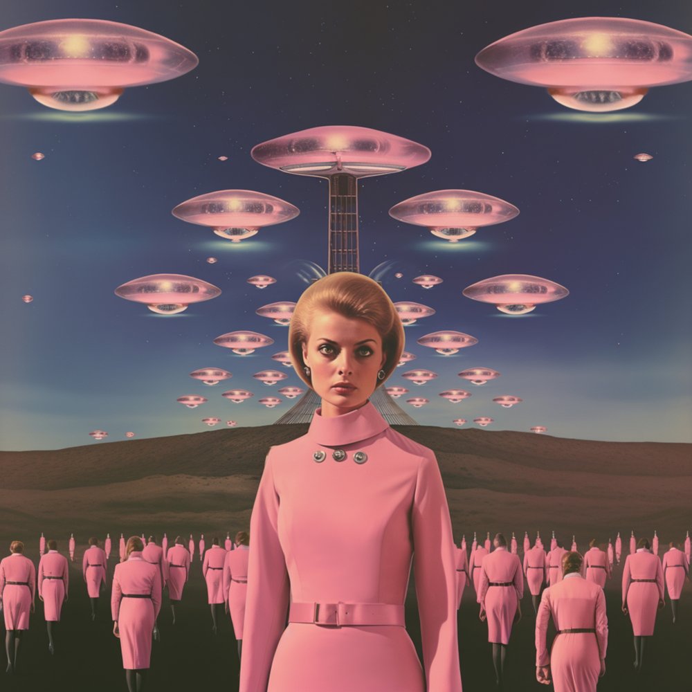 Retro-rosa alieninvasion af Samantha Hearn