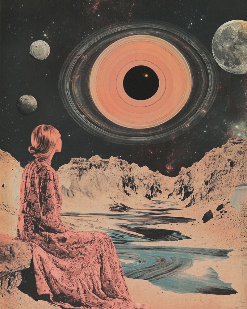 Kvinde, der betragter kosmos af Samantha Hearn