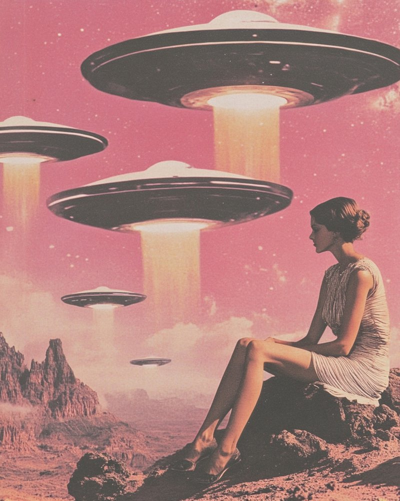 Kvinde ser lyserøde ufoer af Samantha Hearn