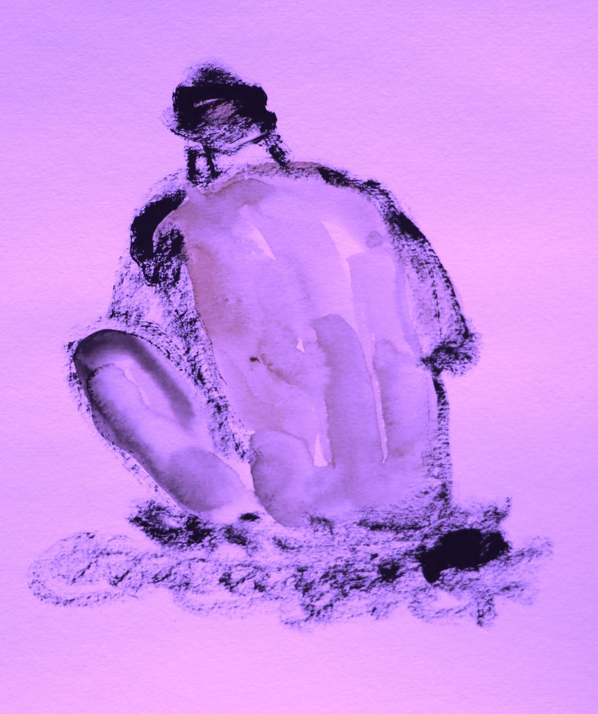 Kontemplativ lilla nøgenfigur af Santhosh ch