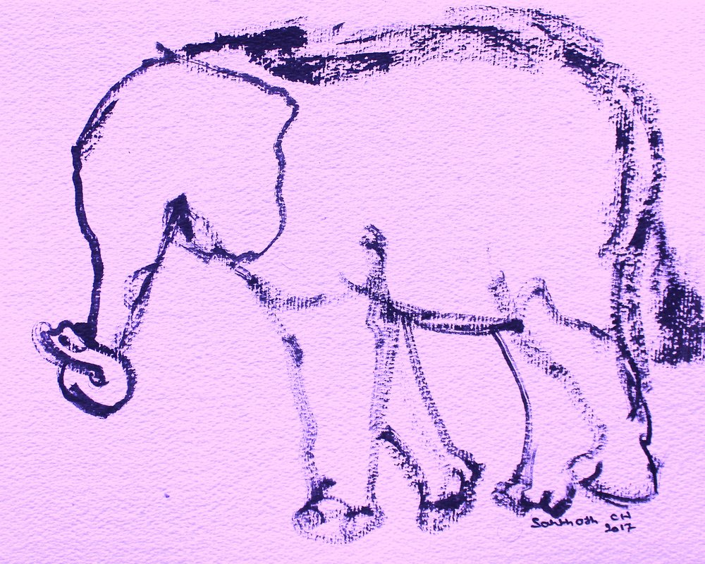 Tegning af en nysgerrig elefant af Santhosh ch