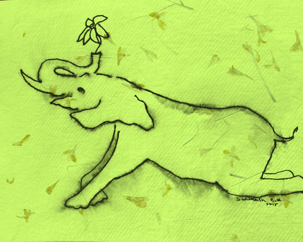 Glad elefant med blomst af Santhosh ch