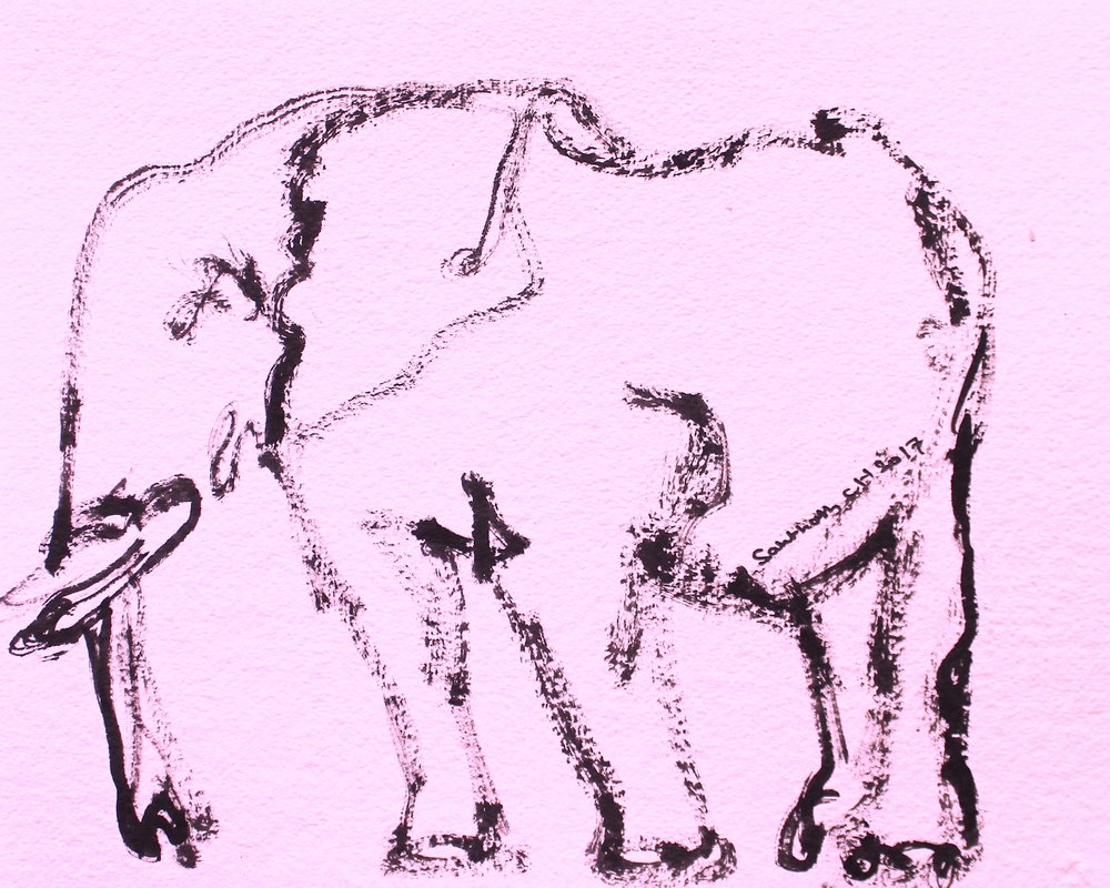 Skitse af en lyserød elefant af Santhosh ch