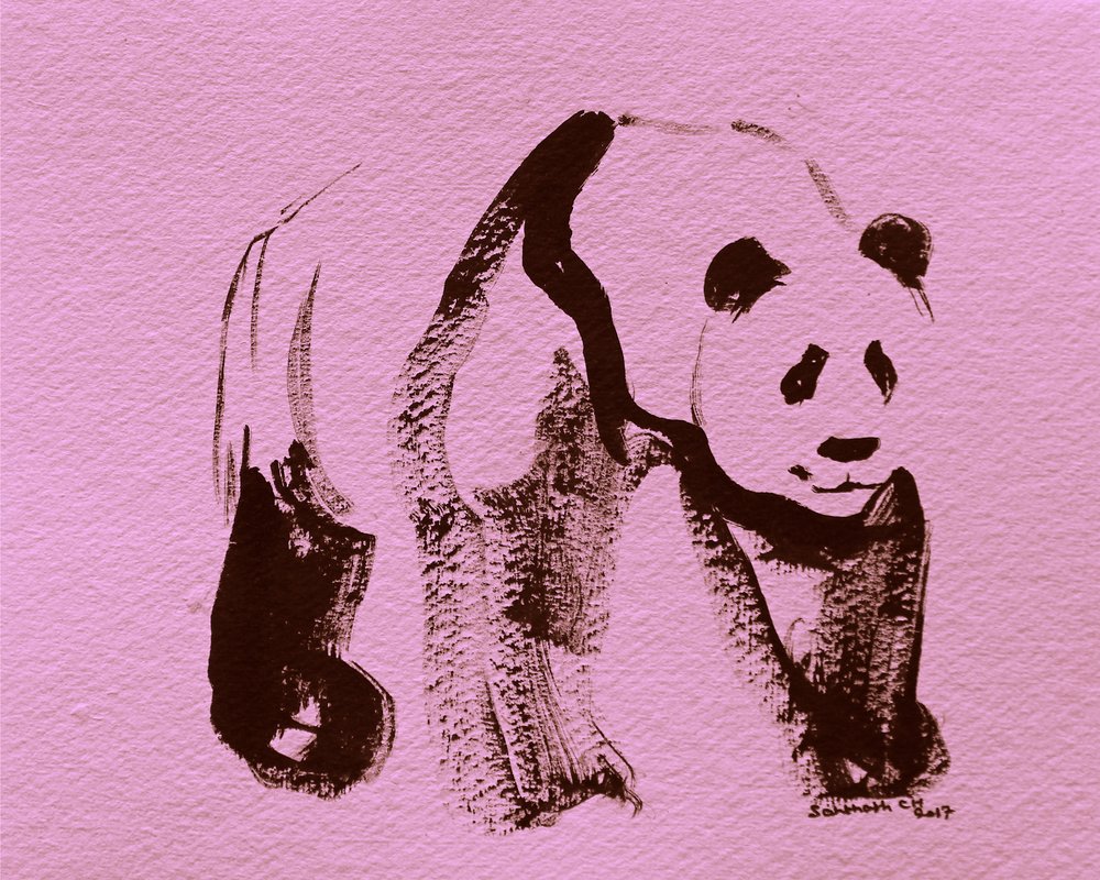 Penselstrøg af en lyserød panda af Santhosh ch