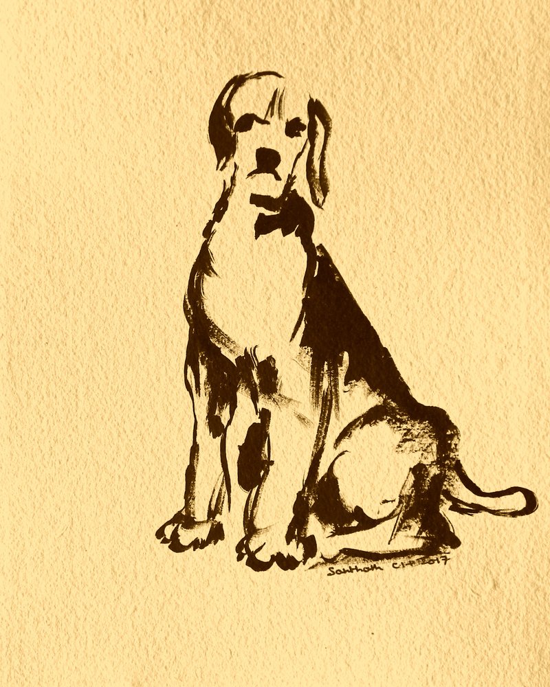 Siddende hund i blæk af Santhosh ch