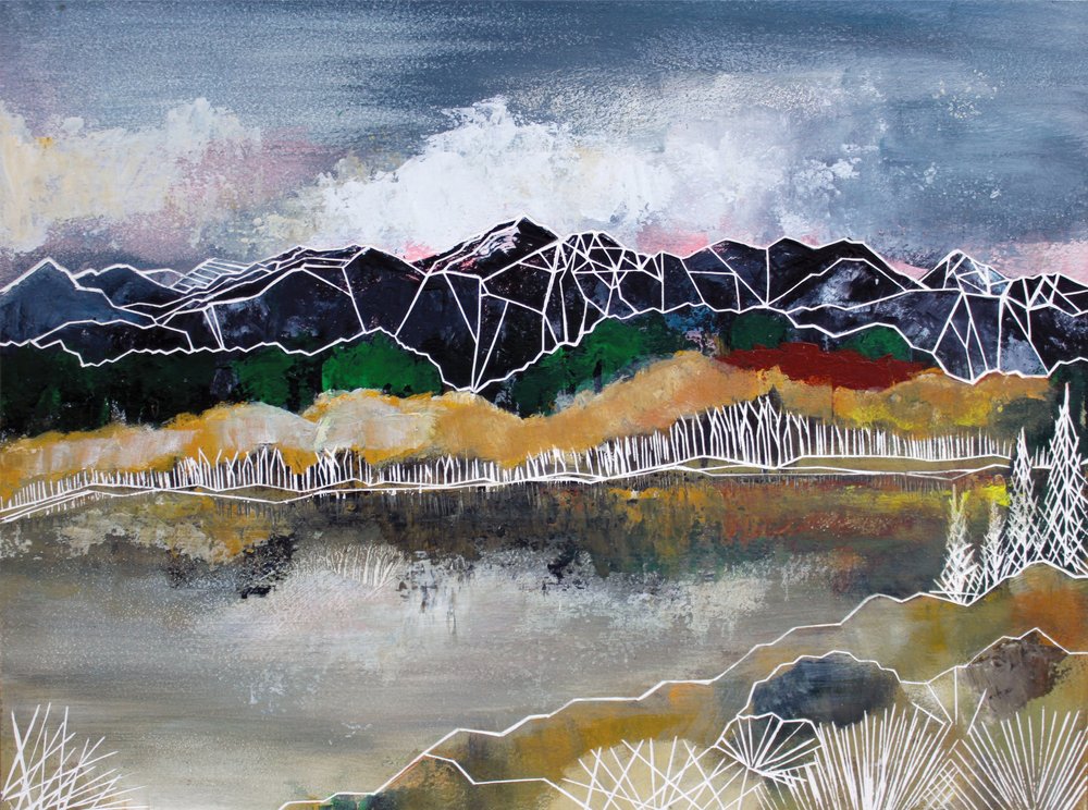 Abstrakt bjergidyl af Sarah Fitzgerald