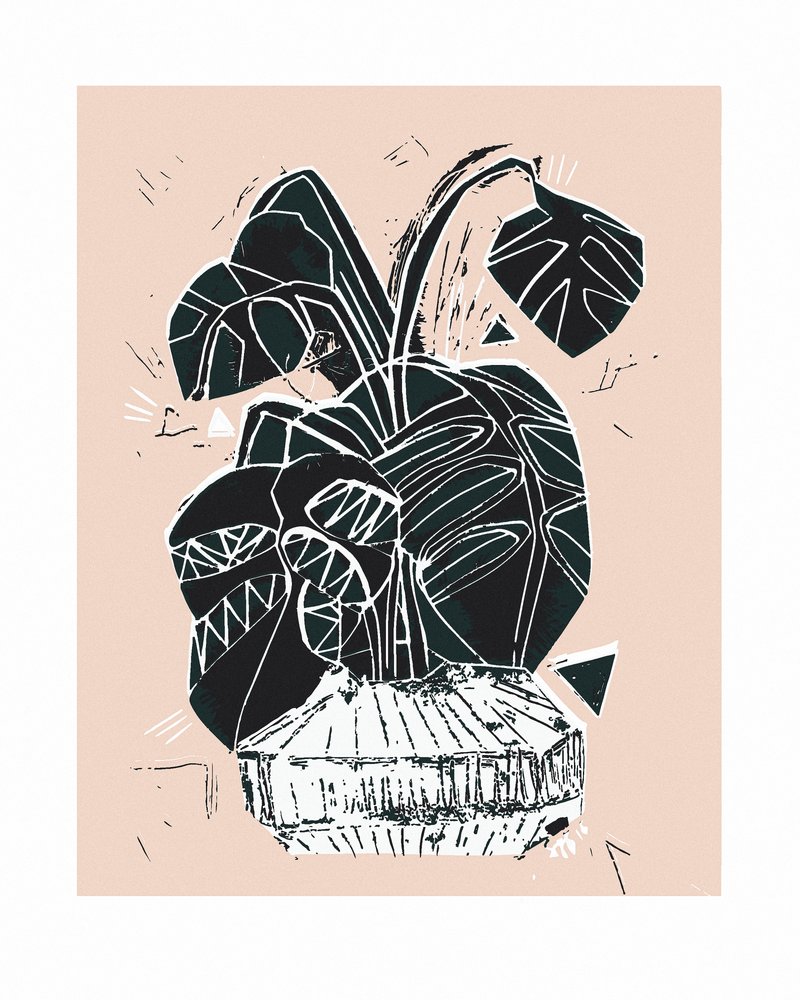 Abstrakt potteplante af Sarah Fitzgerald