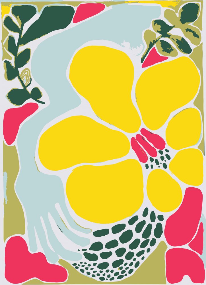 Abstrakte gule blomster af Sarah Fitzgerald